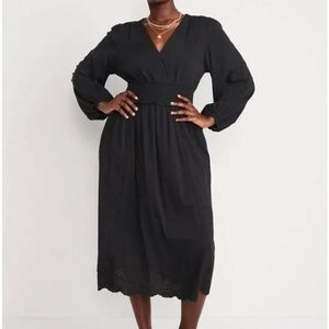 Black Linen Summer Dress with Sleeves. 2X.